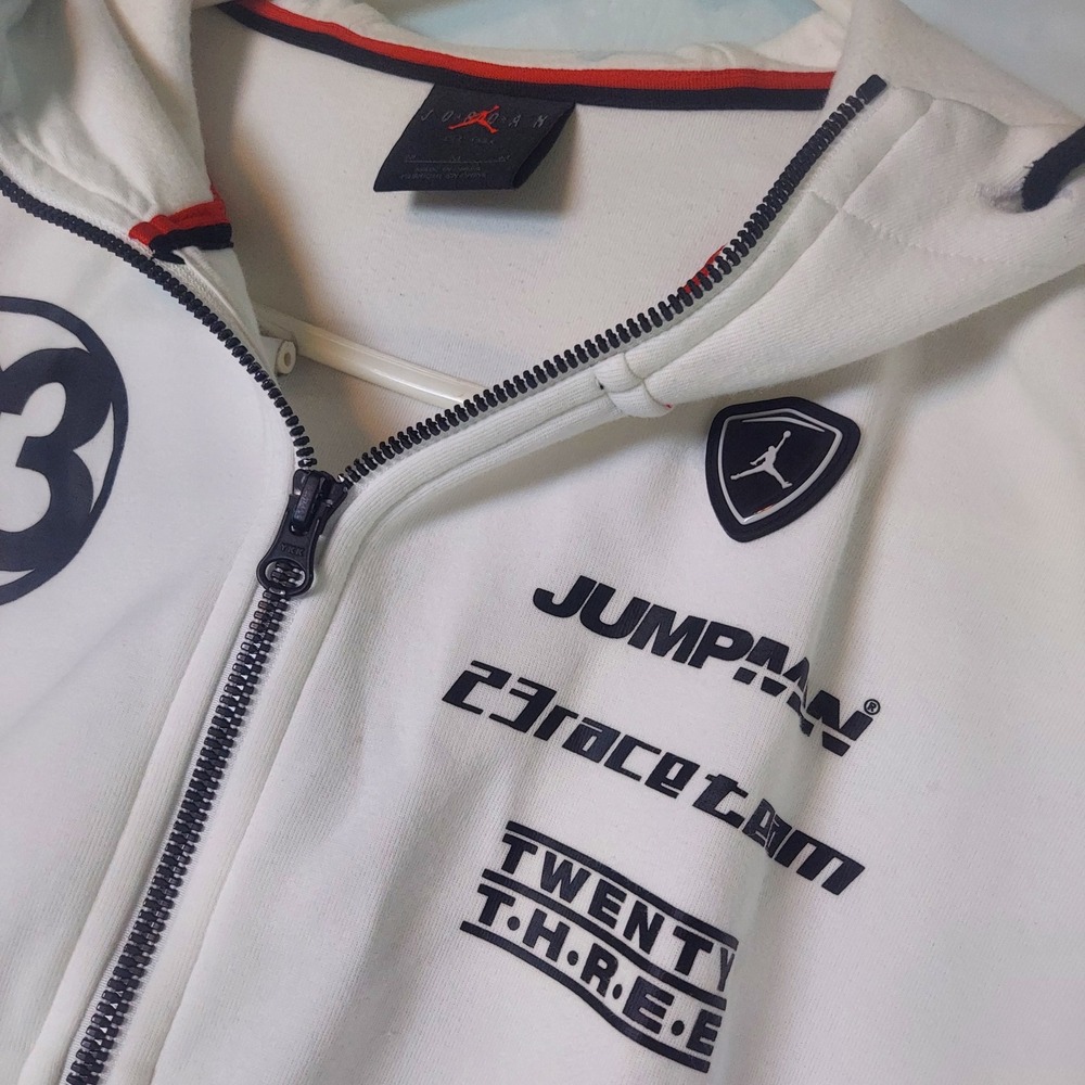 Jordan Full Zip‎ Hoodie Jacket Jumpman 23 Race Team White Black Red Mens Medium